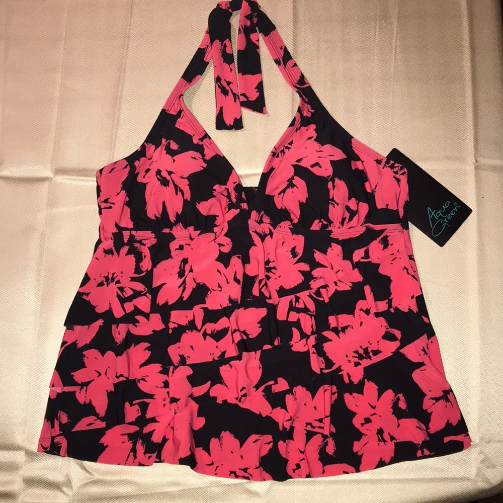 Ladies Halter Tankini, L 12/14, Coral